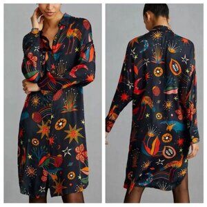 Farm Rio black multicolored Cerrado Sky shirt dress tunic M